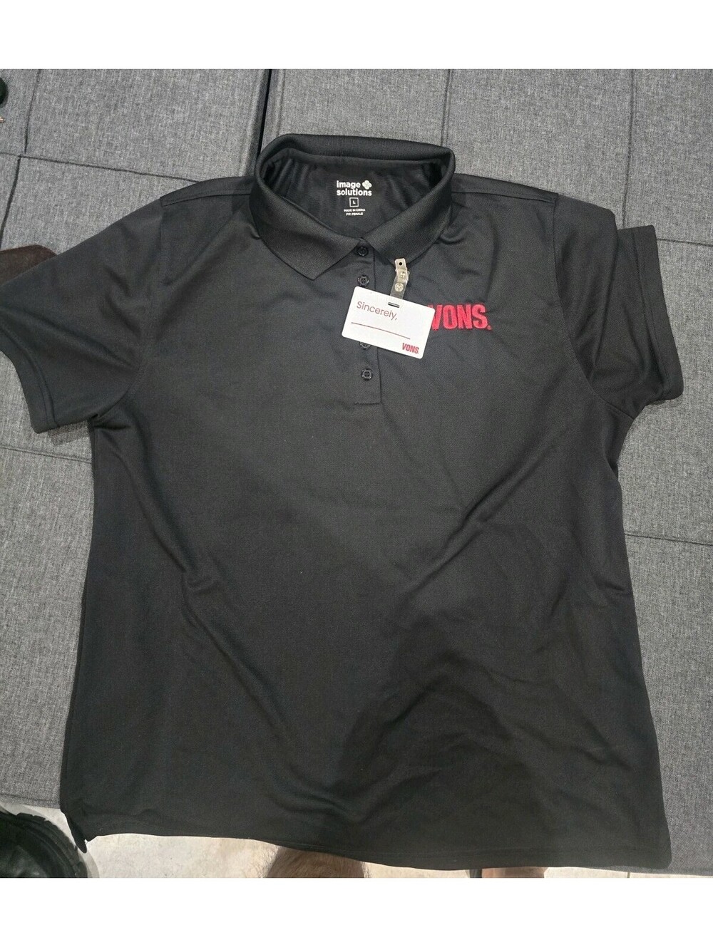 VONS Grocery Employee Uniform Official Polo Shirt Black Size Large